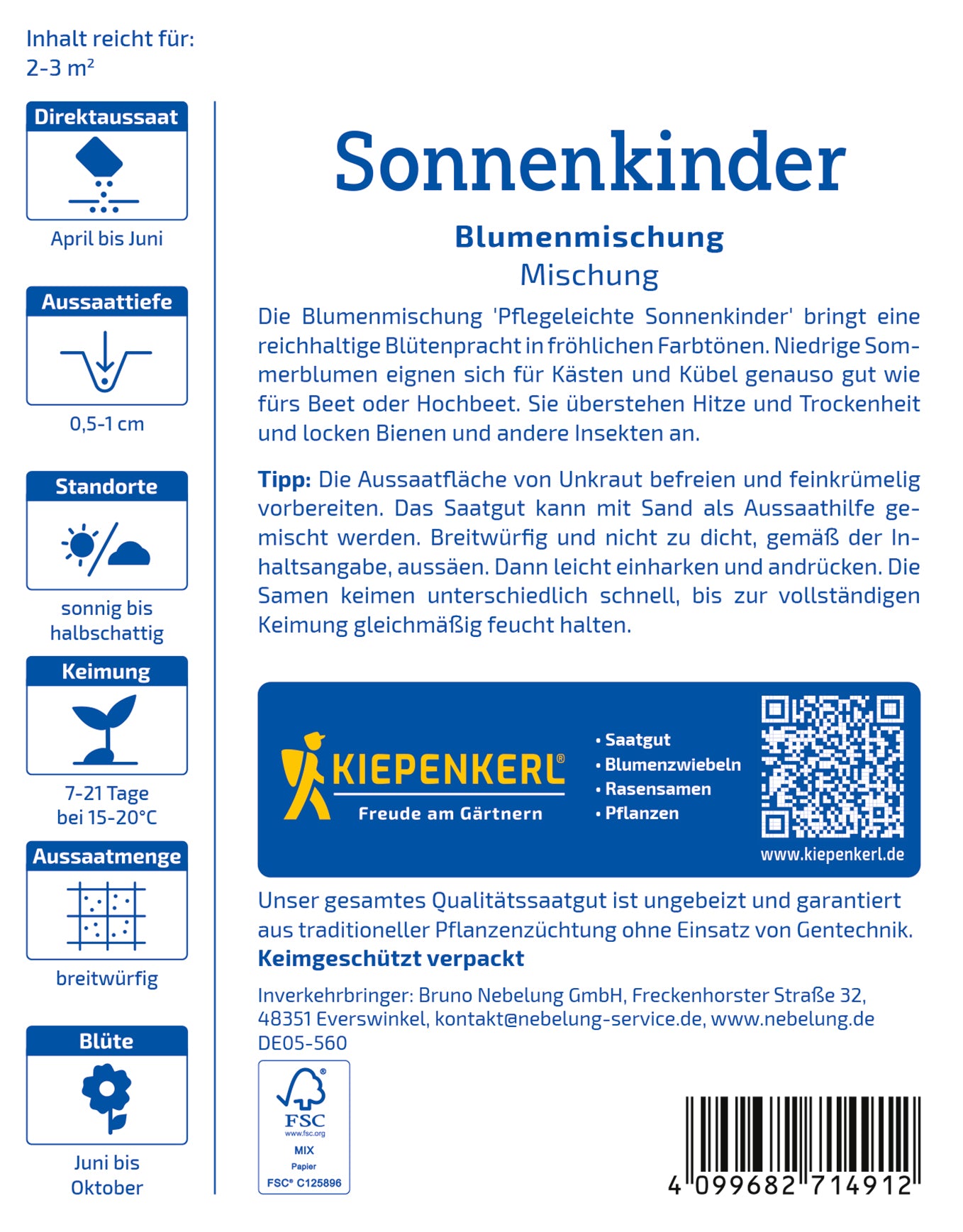 Blumenmischung Sonnenkinder Saatband