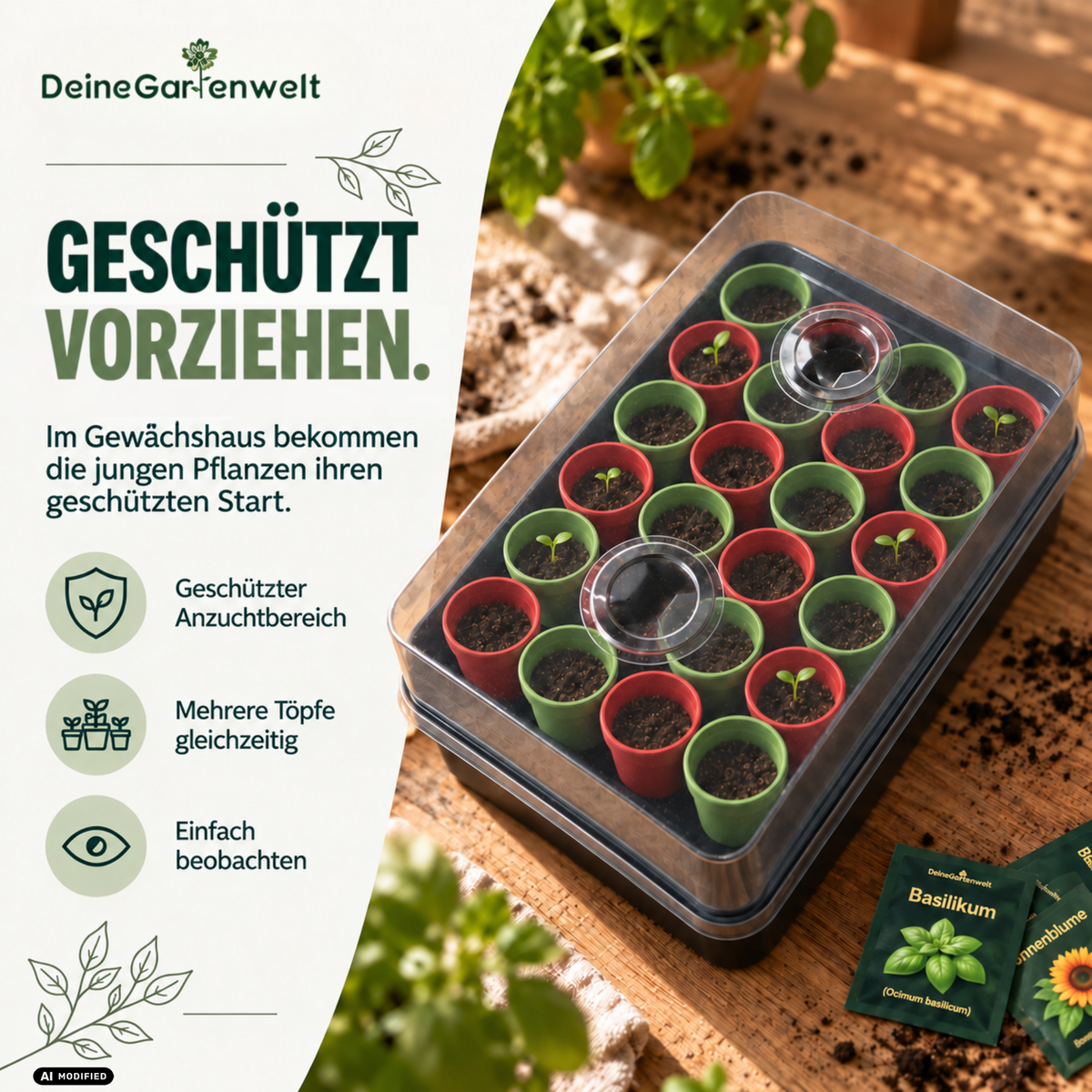 Saatgut Adventskalender mit Anzuchtset – 24 Sorten Blumen, Kräuter & Gemüse