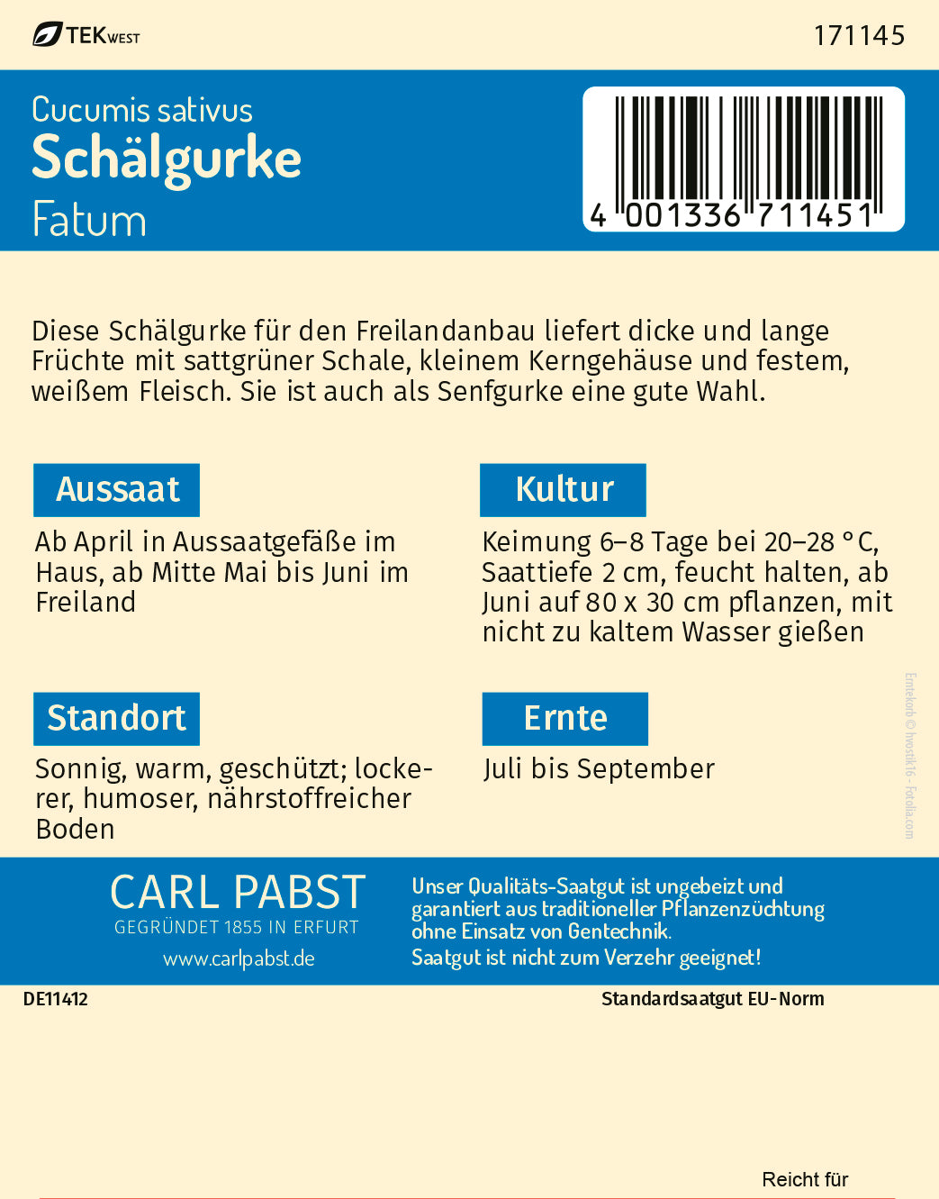 Schälgurke grün & lang Fatum