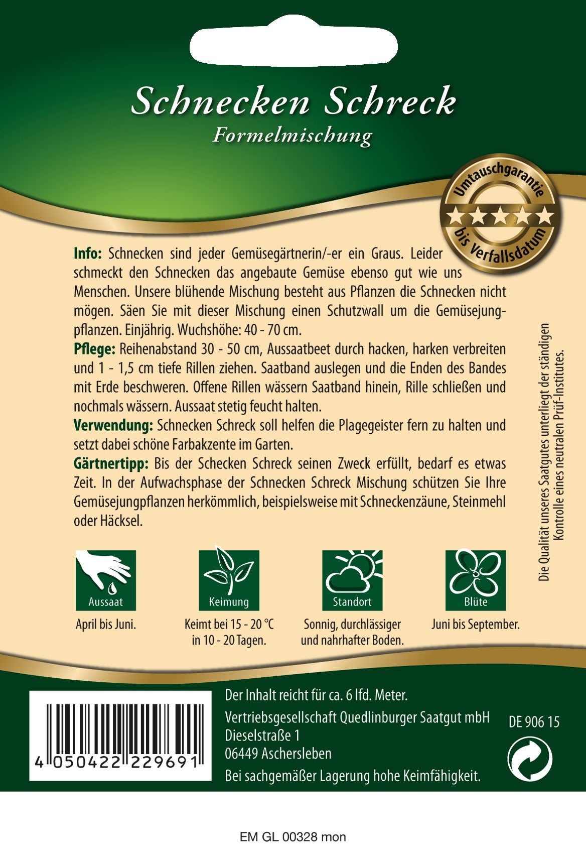 Schnecken Schreck blühende Mischung Saatband