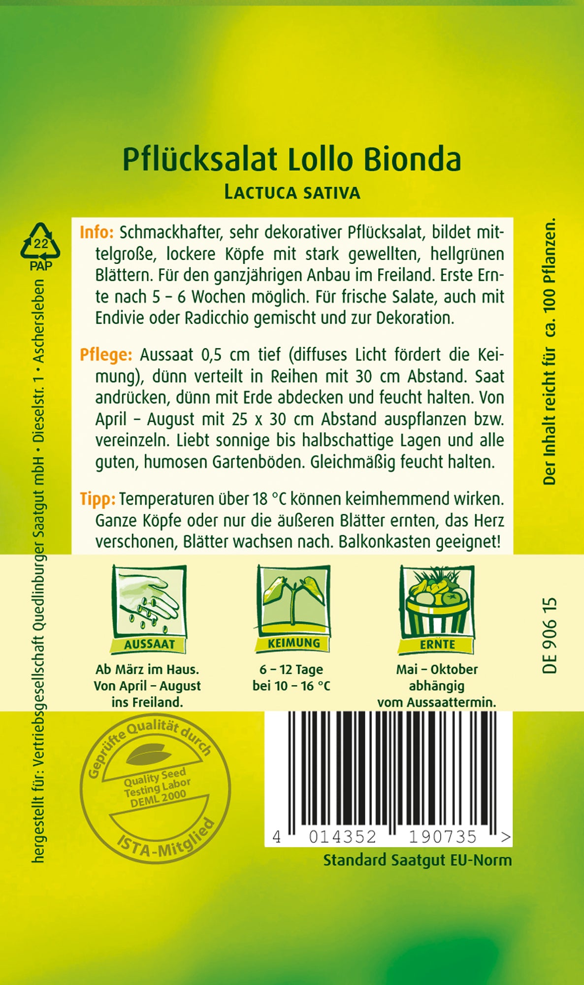 Pflücksalat Lollo bionda