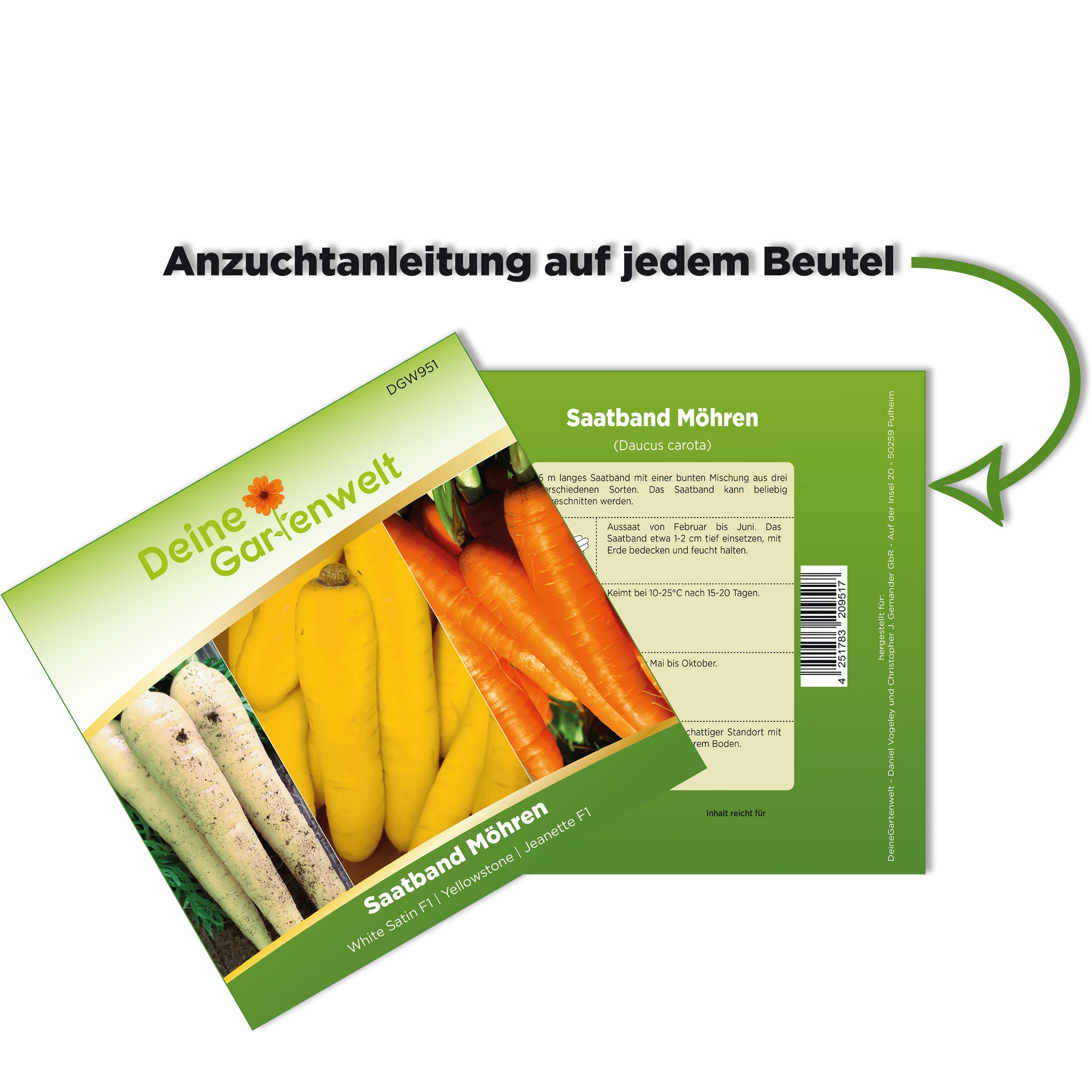 Speisemöhren 3 Sorten Saatband 5 m